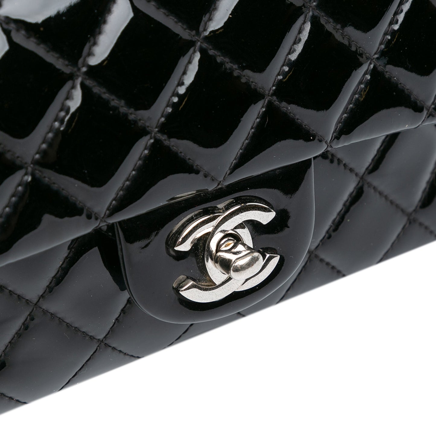 Black Chanel Mini Rectangular Classic Patent Single Flap Crossbody Bag