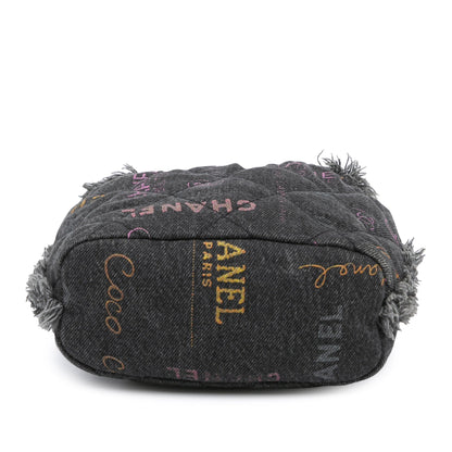 Gray Chanel Small Denim Mood Bucket with Chain