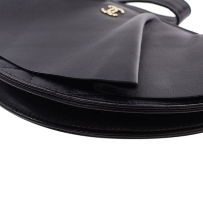 Black Chanel Quilted Lambskin Wave Clutch