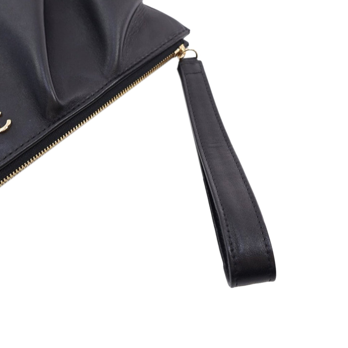 Black Chanel Quilted Lambskin Wave Clutch