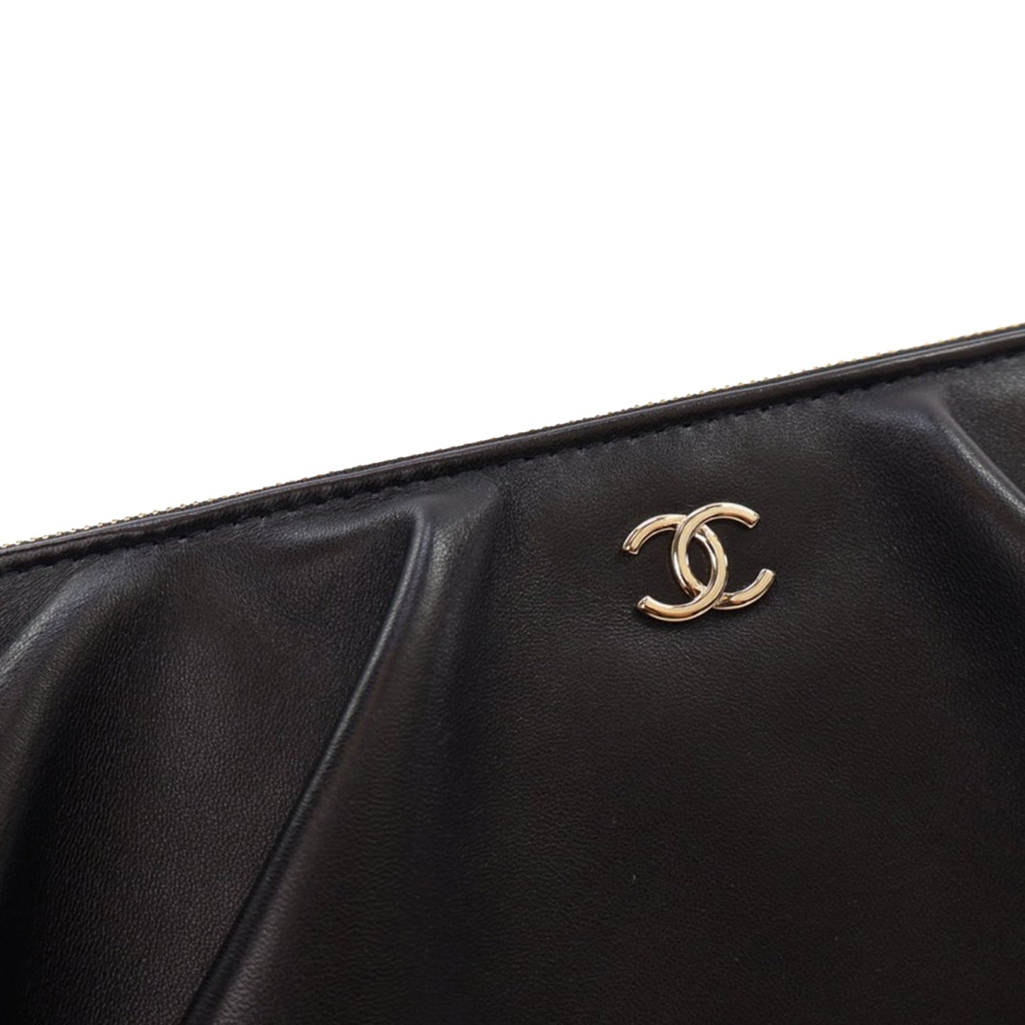 Black Chanel Quilted Lambskin Wave Clutch
