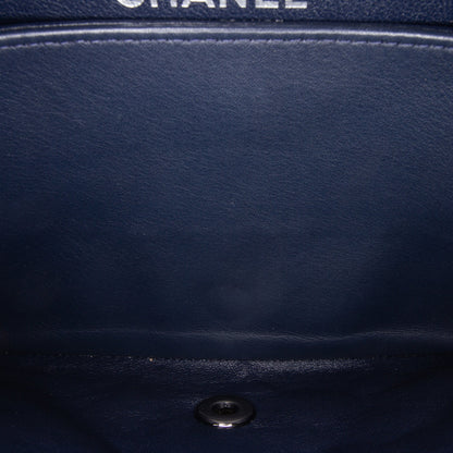 Blue Chanel Medium Classic Patent Double Flap Shoulder Bag