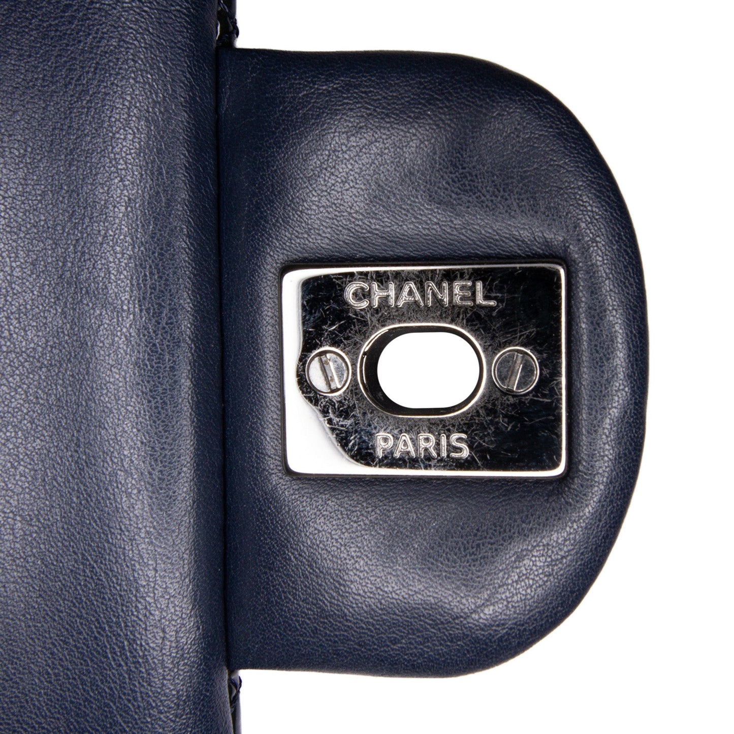 Blue Chanel Medium Classic Patent Double Flap Shoulder Bag