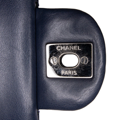 Blue Chanel Medium Classic Patent Double Flap Shoulder Bag