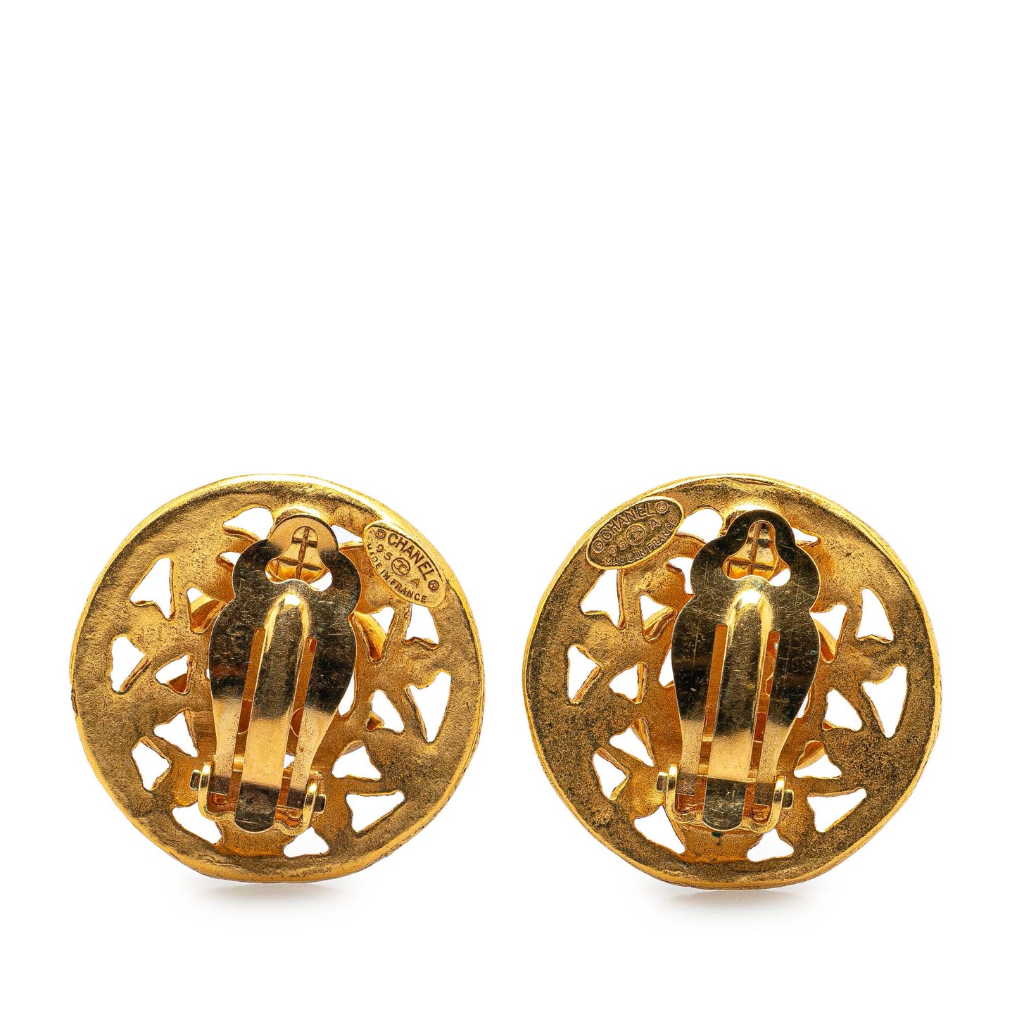 Gold Chanel Gold Plated CC Clip On Earrings