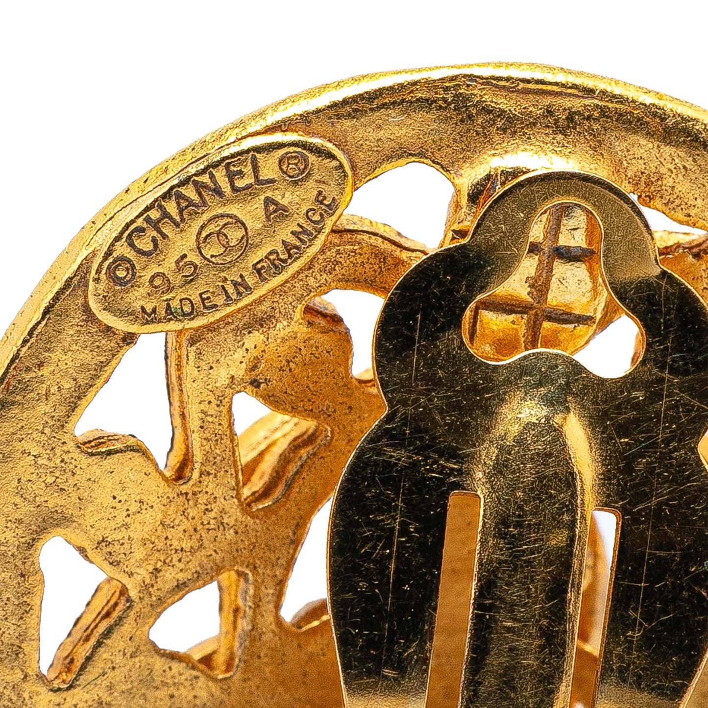 Gold Chanel Gold Plated CC Clip On Earrings