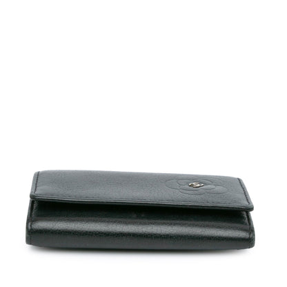 Black Chanel CC Camellia Leather Key Holder