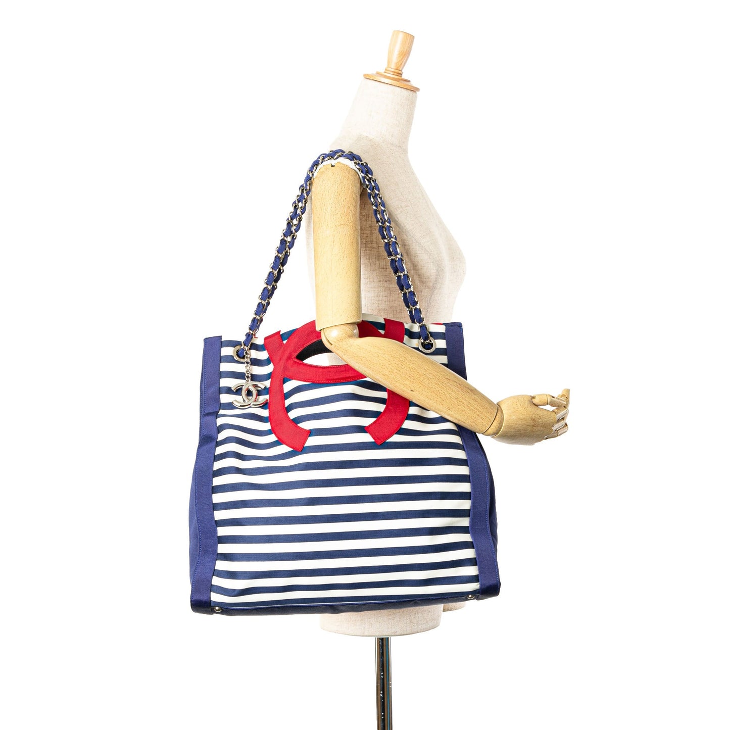 Blue Chanel Paris Venice CC Canvas Mariniere Chain Tote