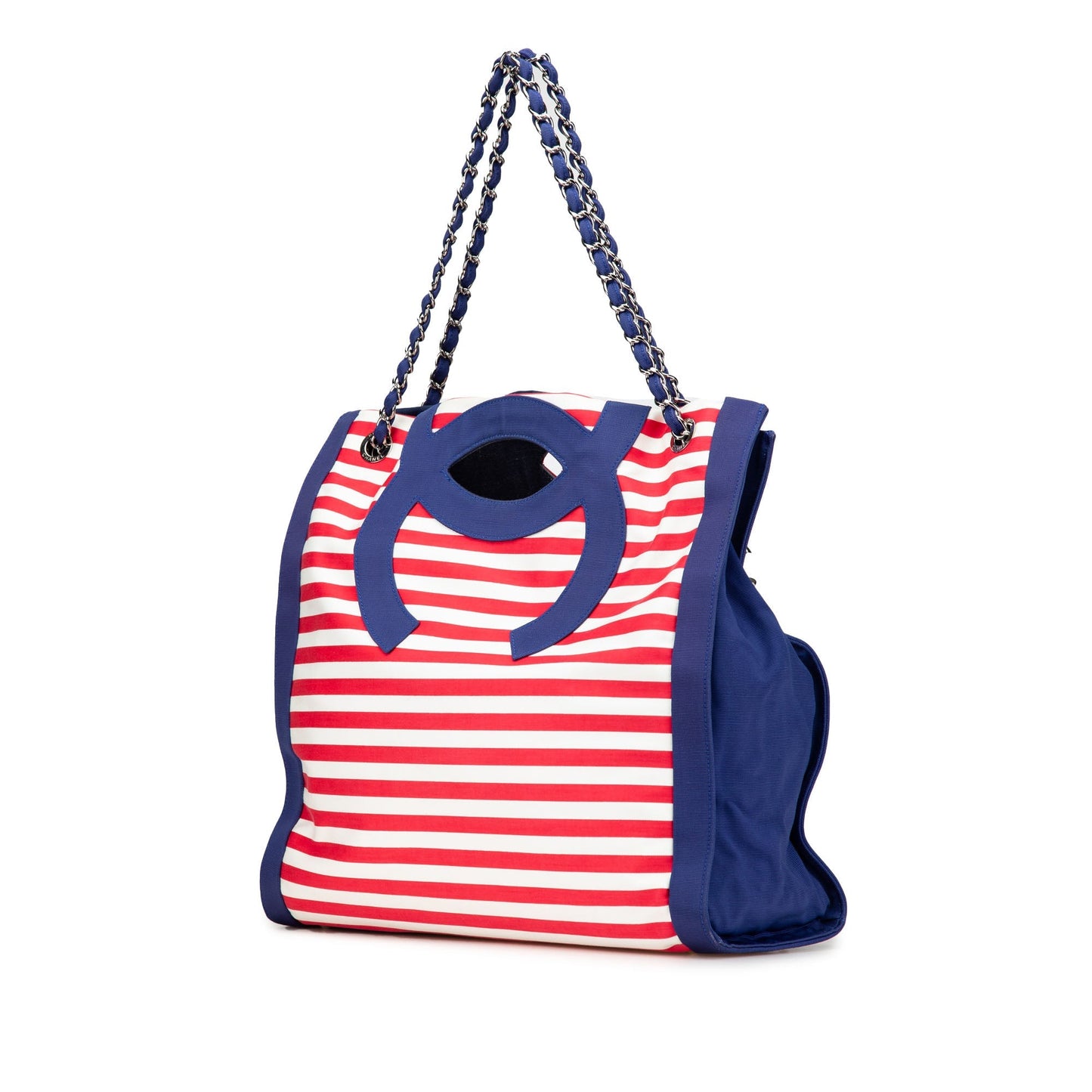 Blue Chanel Paris Venice CC Canvas Mariniere Chain Tote