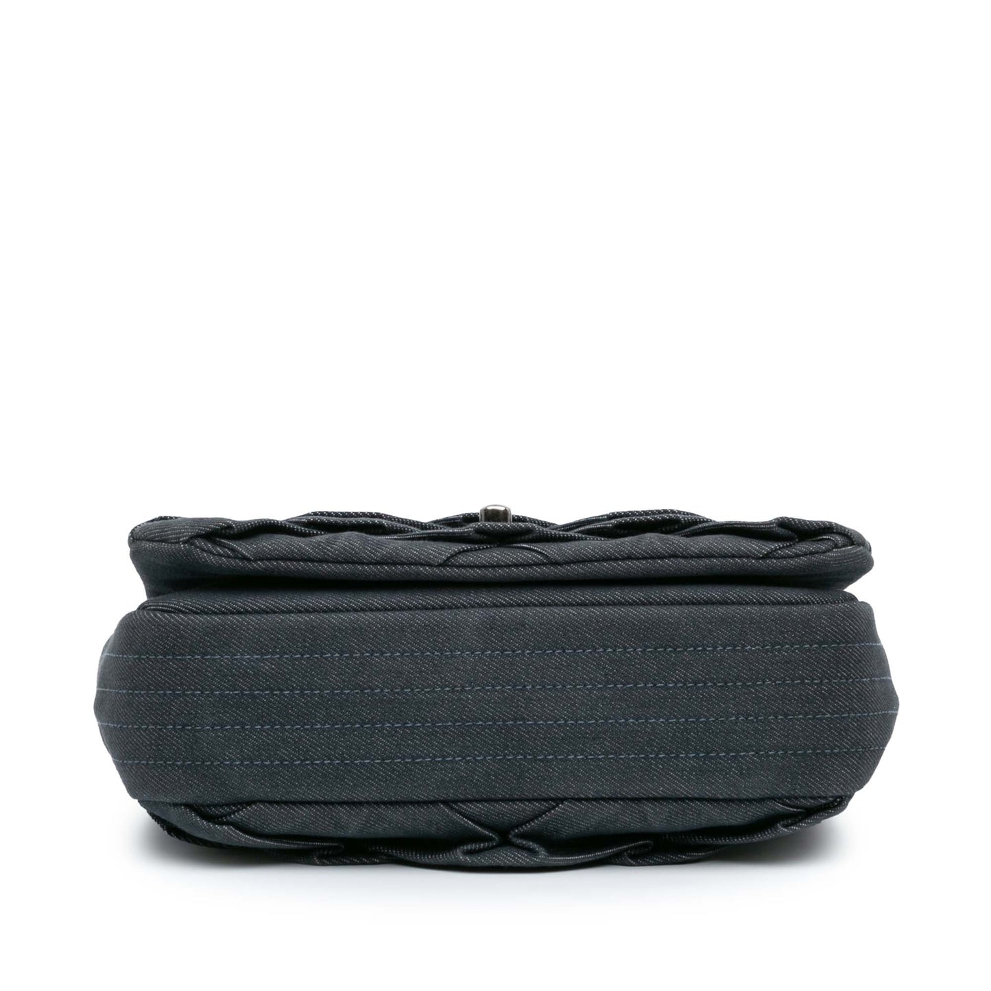 Blue Chanel Small Pleated Denim Scale Effect Turtle Flap Crossbody Bag