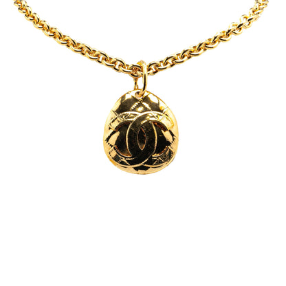 Gold Chanel Gold Plated CC Pendant Necklace