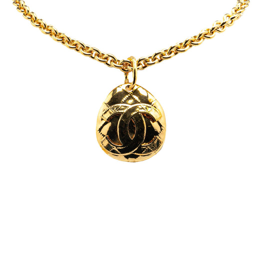 Gold Chanel Gold Plated CC Pendant Necklace
