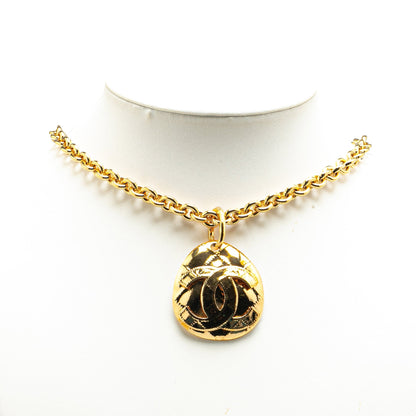 Gold Chanel Gold Plated CC Pendant Necklace