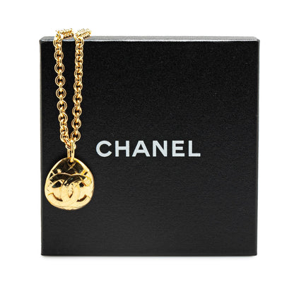 Gold Chanel Gold Plated CC Pendant Necklace