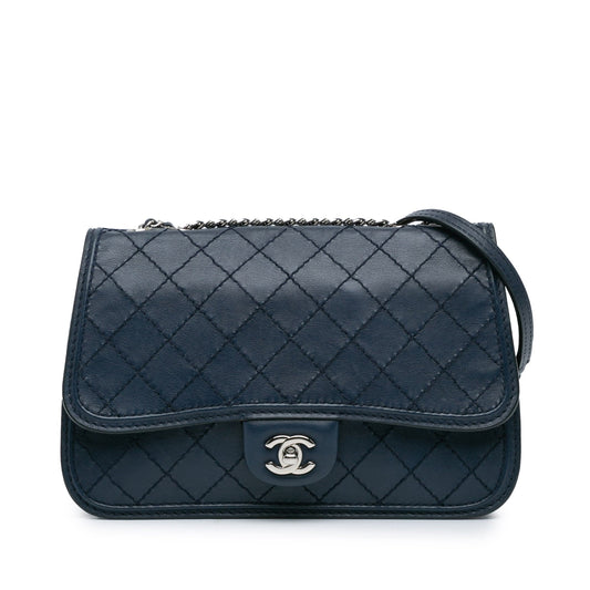 Blue Chanel Medium Stitched Calfskin Citizen Flap Crossbody Bag