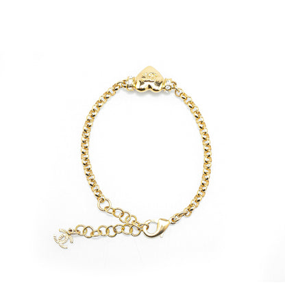 Gold Chanel Gold Plated CC Heart Crystal Bracelet