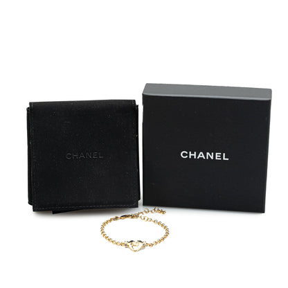 Gold Chanel Gold Plated CC Heart Crystal Bracelet