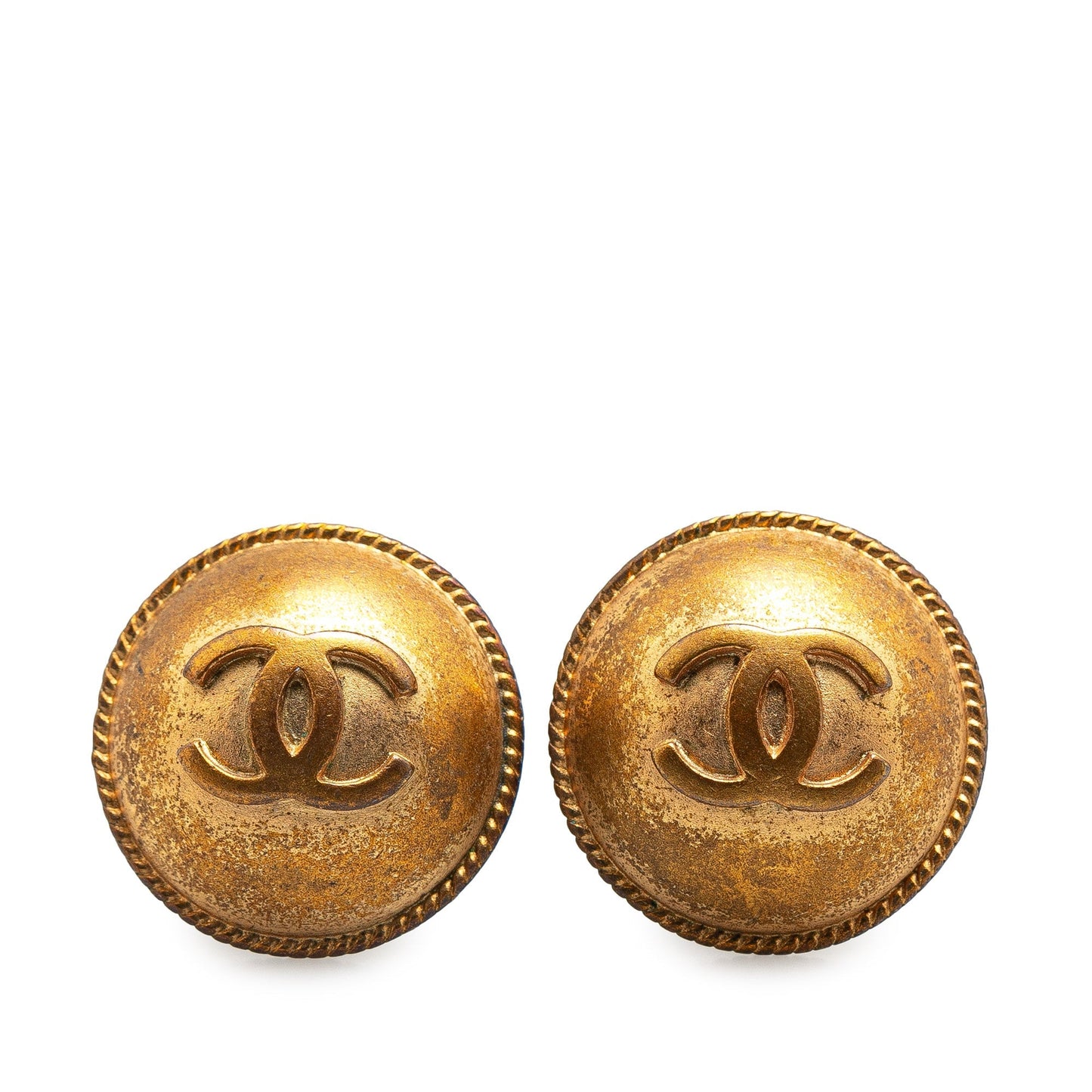 Gold Chanel Gold Plated CC Clip On Earrings