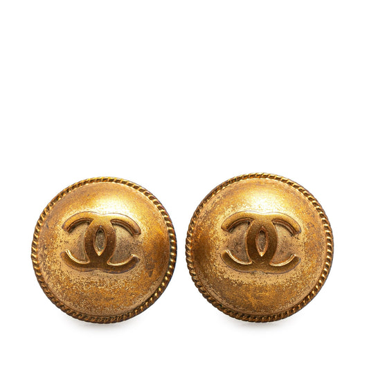 Gold Chanel Gold Plated CC Clip On Earrings