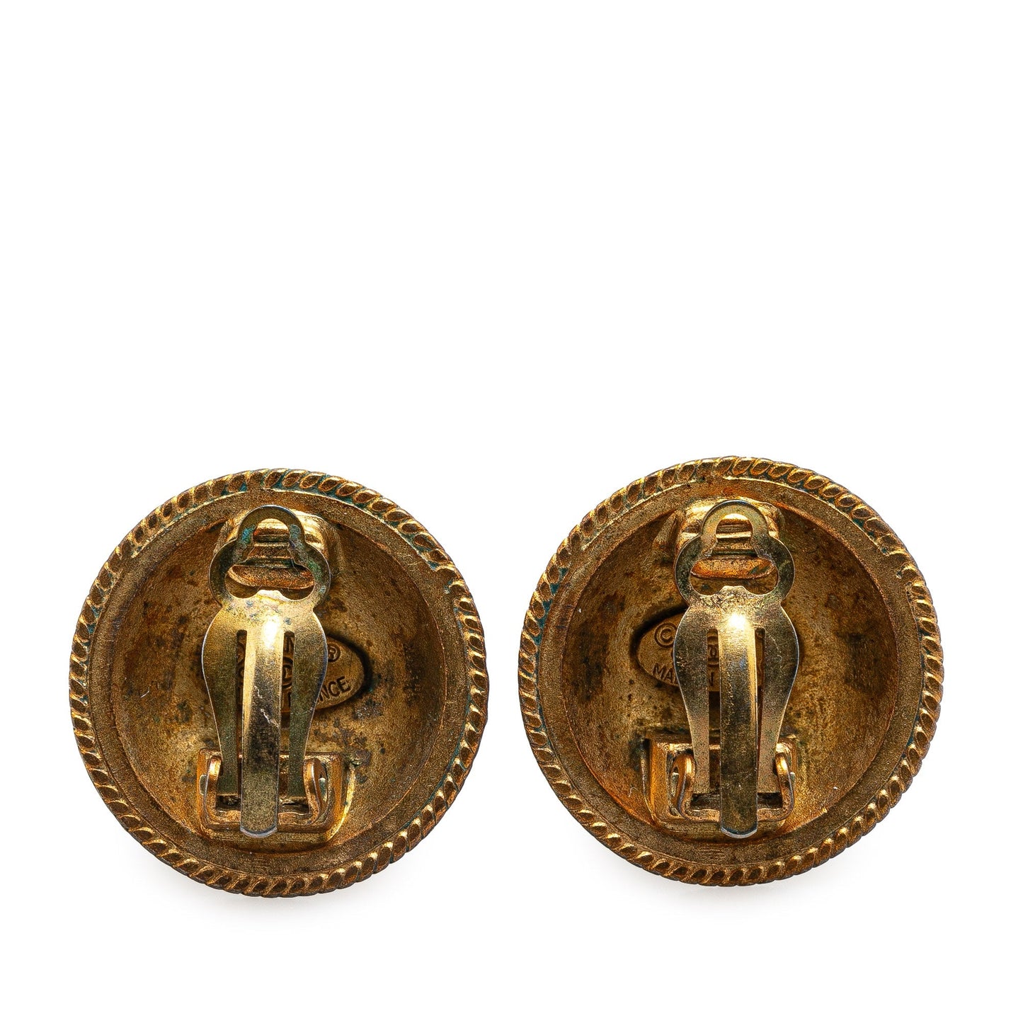 Gold Chanel Gold Plated CC Clip On Earrings