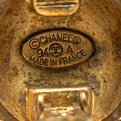 Gold Chanel Gold Plated CC Clip On Earrings