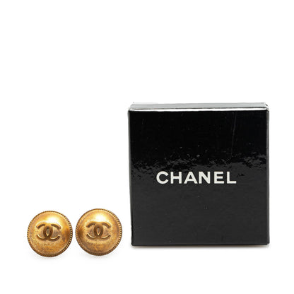Gold Chanel Gold Plated CC Clip On Earrings