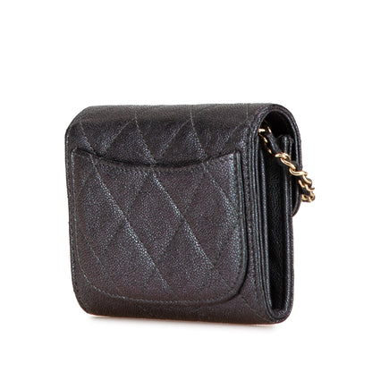 Black Chanel Small Iridescent Caviar Single Flap Crossbody Bag