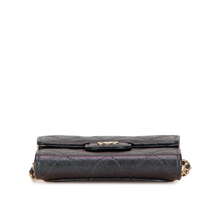 Black Chanel Small Iridescent Caviar Single Flap Crossbody Bag