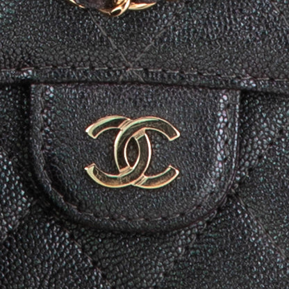 Black Chanel Small Iridescent Caviar Single Flap Crossbody Bag