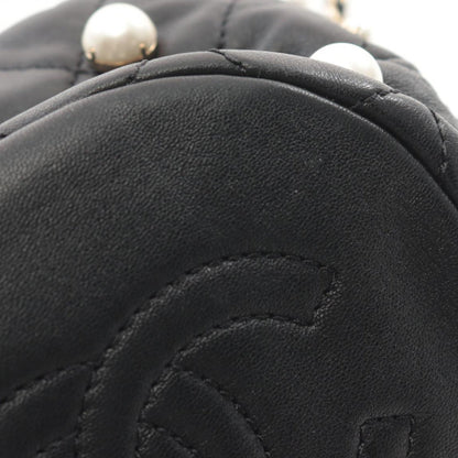 Black Chanel Mini Quilted Lambskin About Pearls Drawstring Bucket Bag