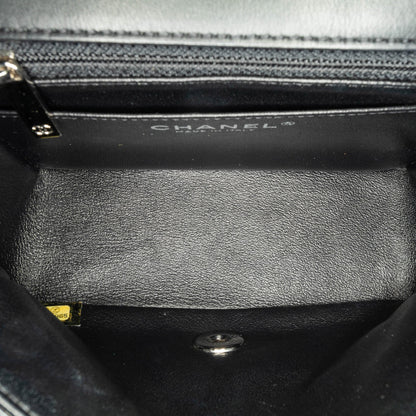 Black Chanel Mini Square Classic Patent Single Flap Crossbody Bag