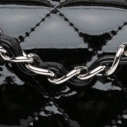 Black Chanel Mini Square Classic Patent Single Flap Crossbody Bag