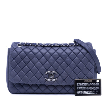 Blue Chanel Large Calfskin New Bubble Flap Shoulder Bag