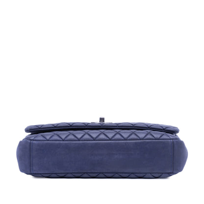 Blue Chanel Large Calfskin New Bubble Flap Shoulder Bag