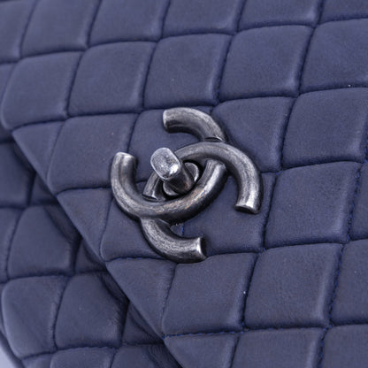 Blue Chanel Large Calfskin New Bubble Flap Shoulder Bag