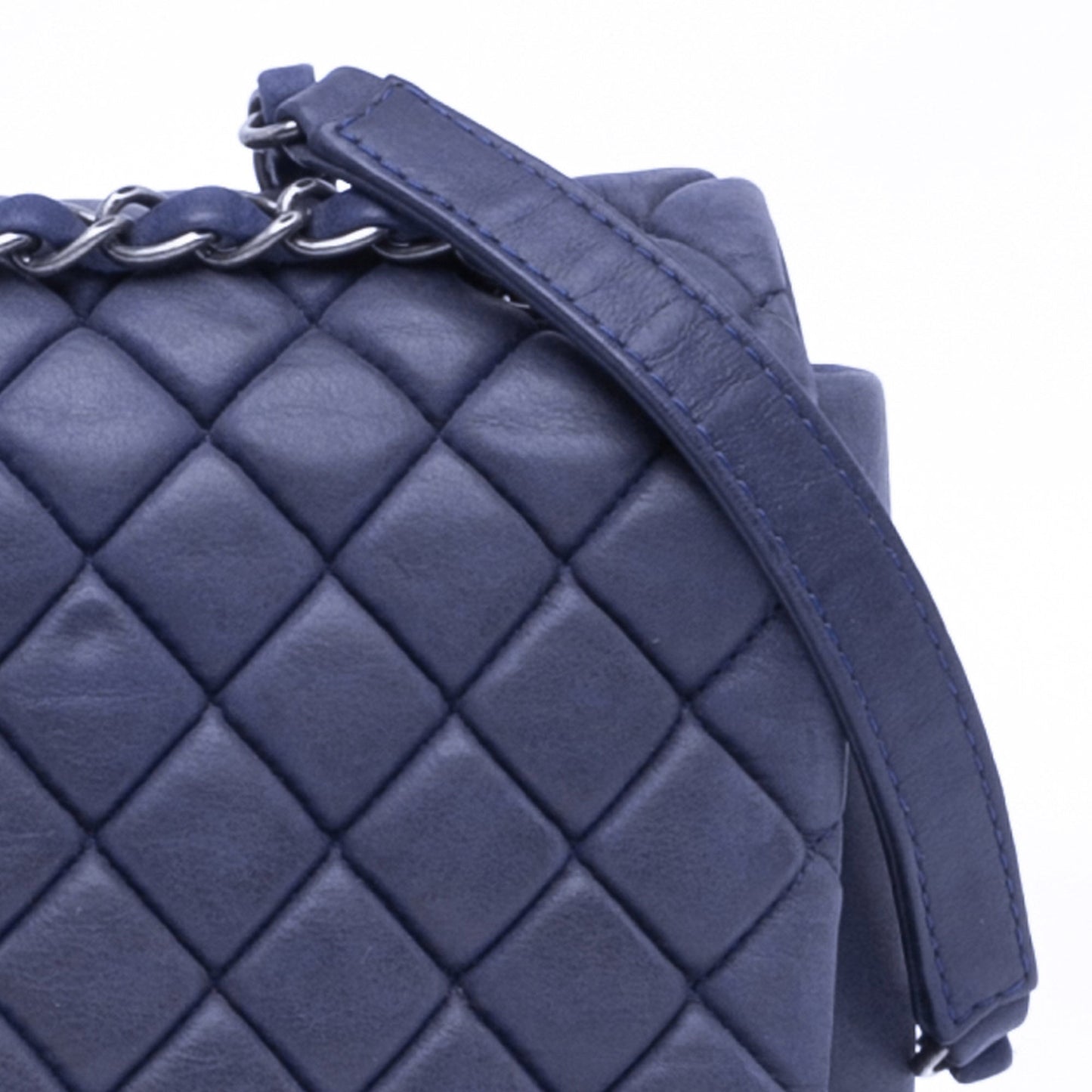 Blue Chanel Large Calfskin New Bubble Flap Shoulder Bag