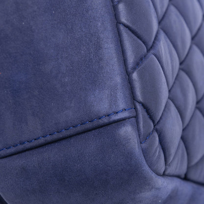 Blue Chanel Large Calfskin New Bubble Flap Shoulder Bag