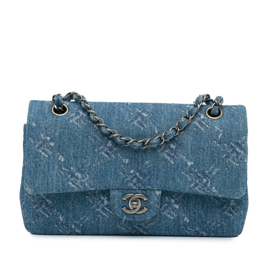 Chanel Sac Medium Classic Printed Denim Double Flap