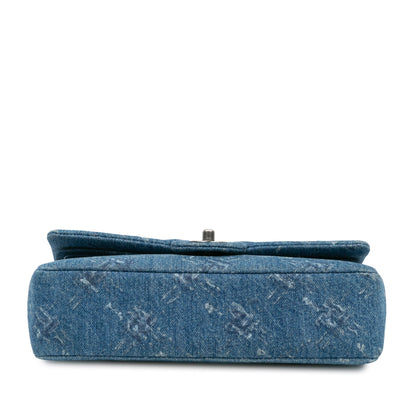 Chanel Sac Medium Classic Printed Denim Double Flap