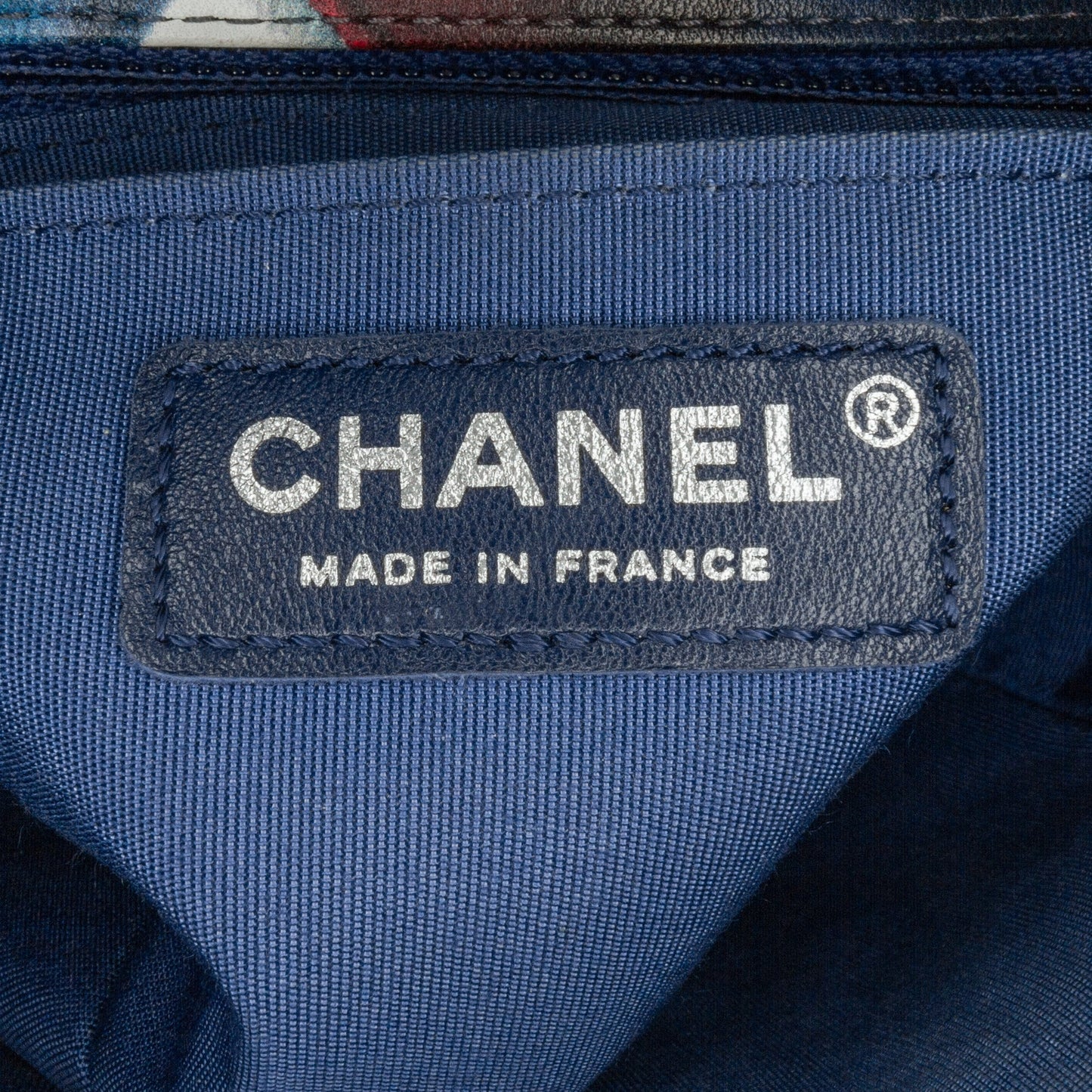 Blue Chanel Mini Square Classic Printed Lambskin Airlines Flap Crossbody Bag