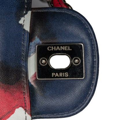 Blue Chanel Mini Square Classic Printed Lambskin Airlines Flap Crossbody Bag