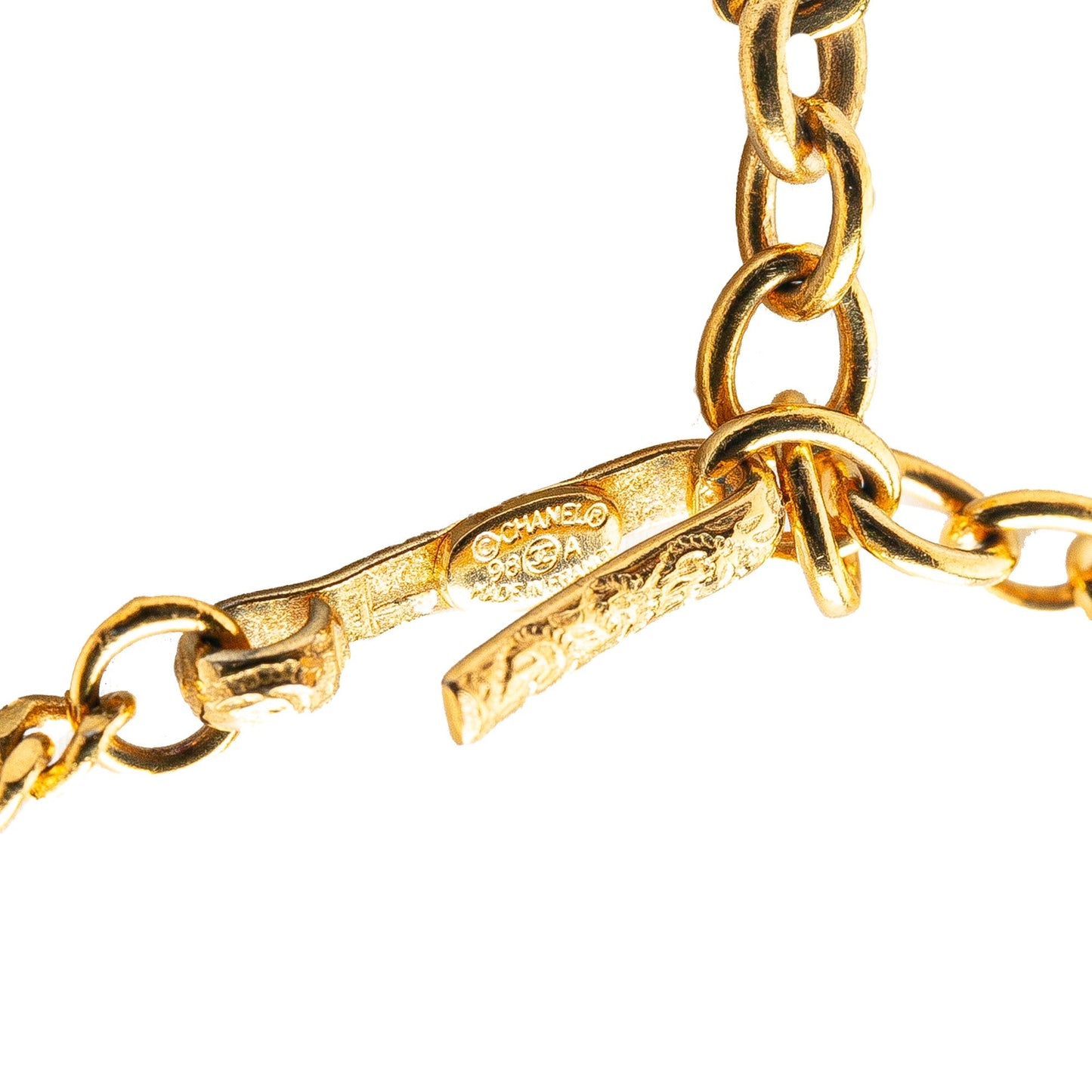 Gold Chanel Gold Plated And Resin Camellia Pendant Necklace