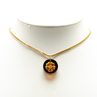 Gold Chanel Gold Plated And Resin Camellia Pendant Necklace