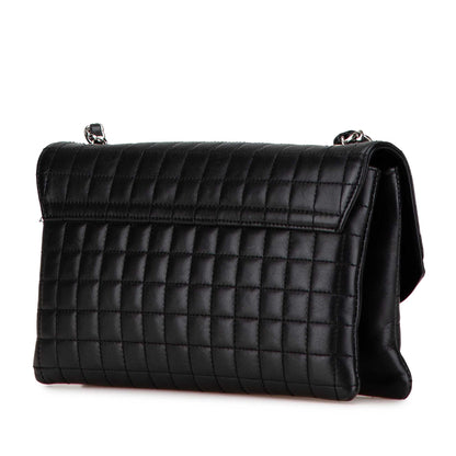 Black Chanel Choco Bar Calfskin Camellia No. 5 CC Shoulder Bag