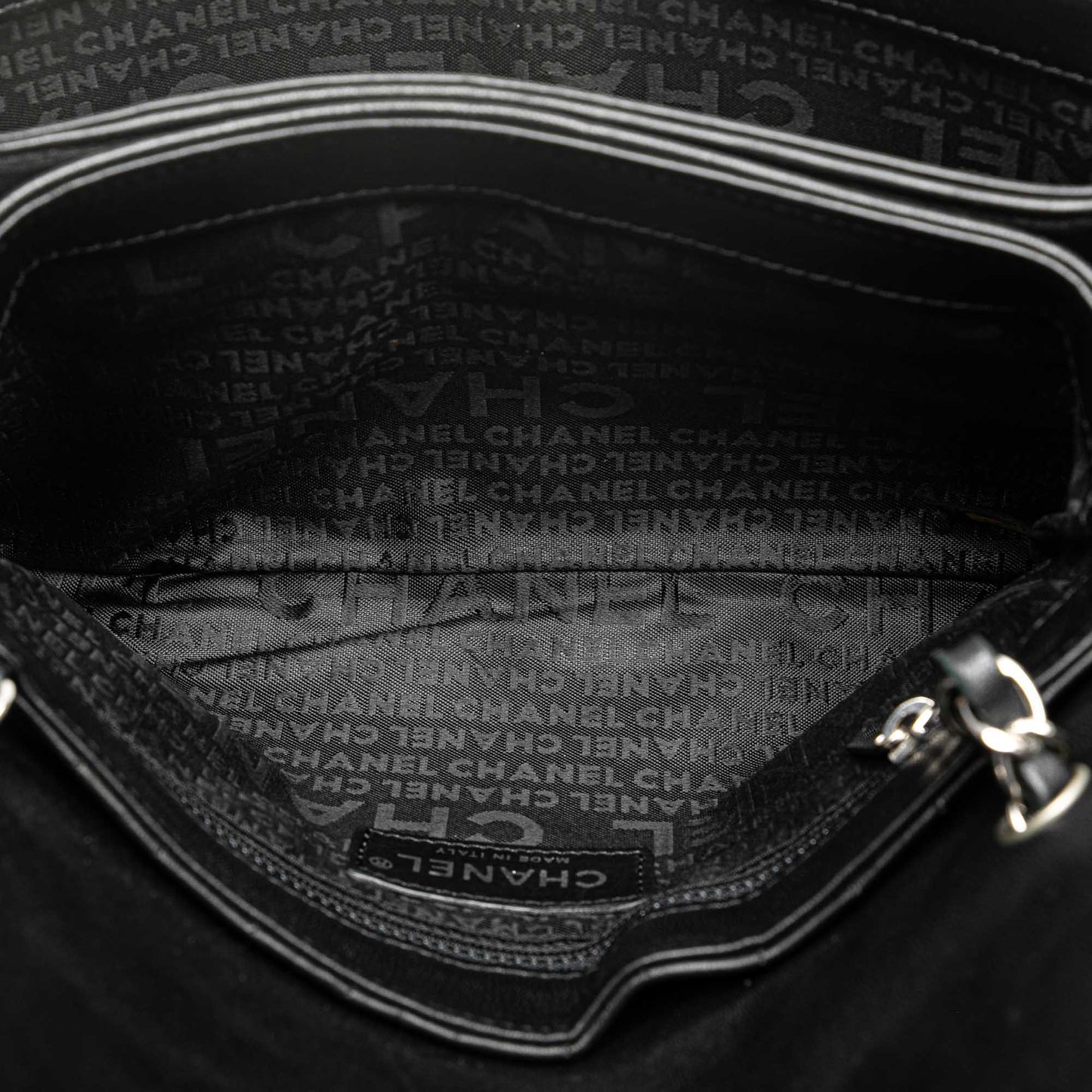 Black Chanel Choco Bar Calfskin Camellia No. 5 CC Shoulder Bag