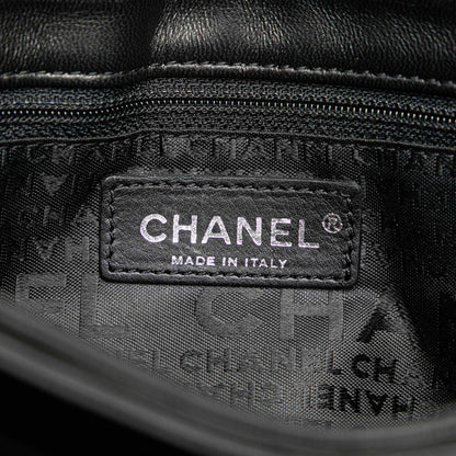 Black Chanel Choco Bar Calfskin Camellia No. 5 CC Shoulder Bag