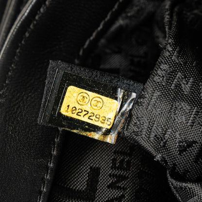 Black Chanel Choco Bar Calfskin Camellia No. 5 CC Shoulder Bag