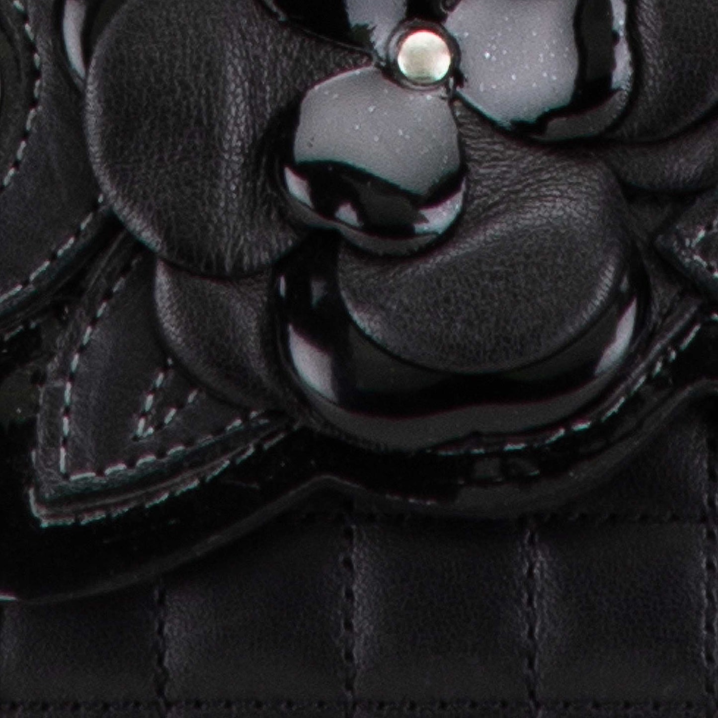 Black Chanel Choco Bar Calfskin Camellia No. 5 CC Shoulder Bag