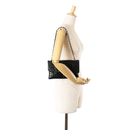 Black Chanel Choco Bar Calfskin Camellia No. 5 CC Shoulder Bag