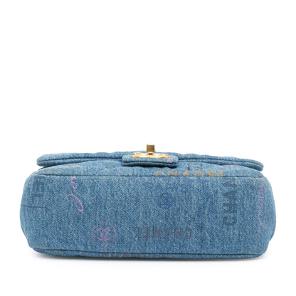 Blue Chanel Mini Rectangular Denim Mood Flap Crossbody Bag